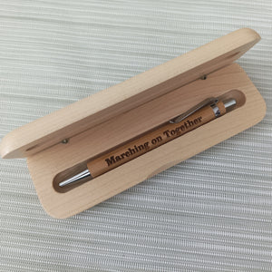 Engraved Bamboo Pen and Matching Pen Case - Marching On Together - Leeds United - Fred & Bo