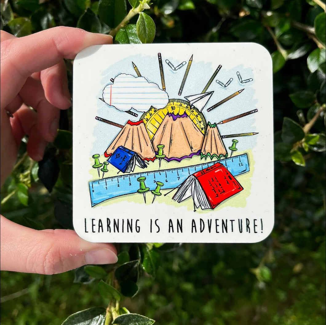 Coaster - Learning is an Adventure - Teacher Gift - HD Designs