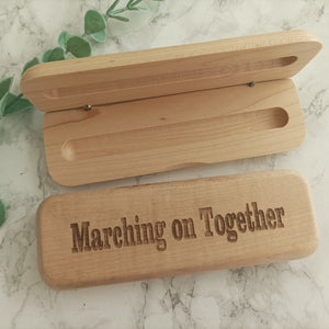 Engraved Bamboo Pen and Matching Pen Case - Marching On Together - Leeds United - Fred & Bo
