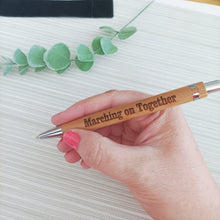 Load image into Gallery viewer, Engraved Bamboo Pen and Matching Pen Case - Marching On Together - Leeds United - Fred &amp; Bo
