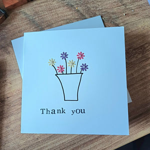 Greetings Card - Thank You - Flowerpot Card - Flowers by Laurzy