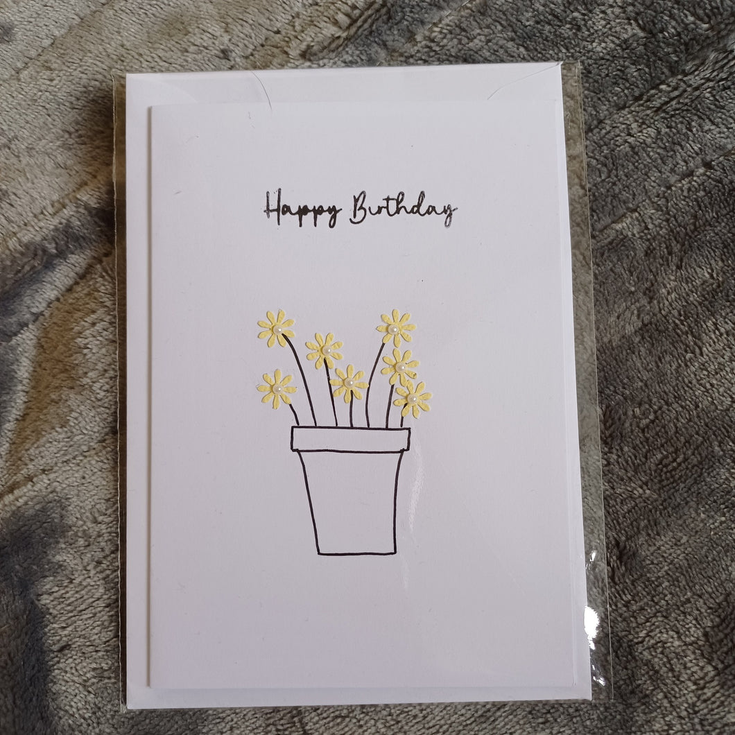 Greetings Card - Happy Birthday - Flowerpot Card - Flowers by Laurzy