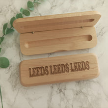 Load image into Gallery viewer, Engraved Bamboo Pen and Matching Case - Leeds Leeds Leeds - Leeds United - Fred &amp; Bo
