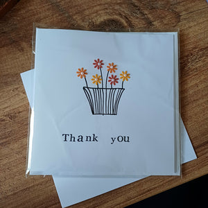 Greetings Card - Thank You - Flowerpot Card - Flowers by Laurzy