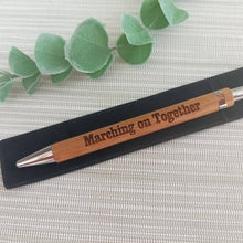 Load image into Gallery viewer, Engraved Bamboo Pen and Matching Pen Case - Marching On Together - Leeds United - Fred &amp; Bo
