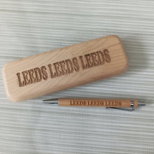 Load image into Gallery viewer, Engraved Bamboo Pen and Matching Case - Leeds Leeds Leeds - Leeds United - Fred &amp; Bo
