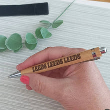 Load image into Gallery viewer, Engraved Bamboo Pen and Matching Case - Leeds Leeds Leeds - Leeds United - Fred &amp; Bo
