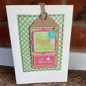 Greetings Card - Thank You - Collage Card with removable swing tag - Quirky Threads Art