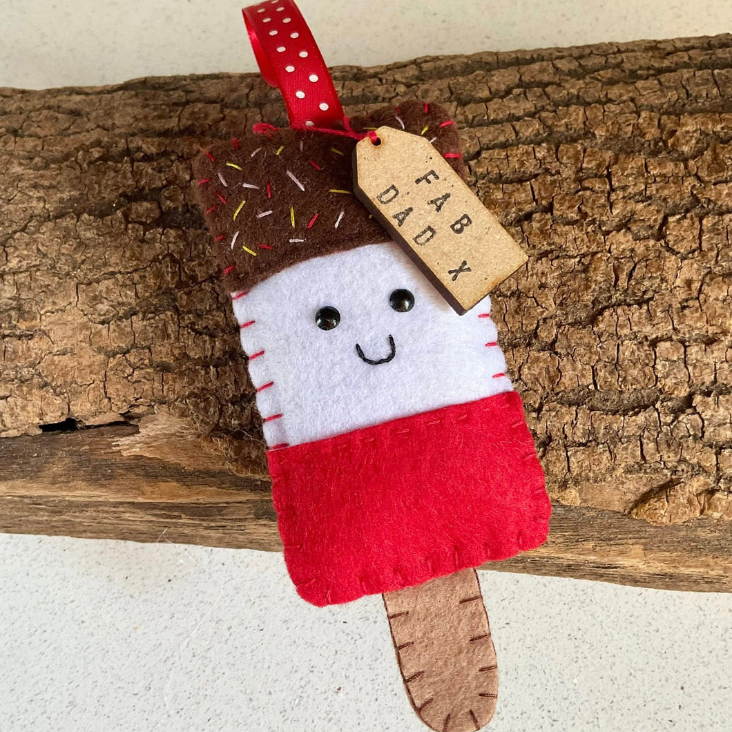 Felt Fab Ice Lolly Hanging Decoration - Fab Dad - Quirky Threads Art