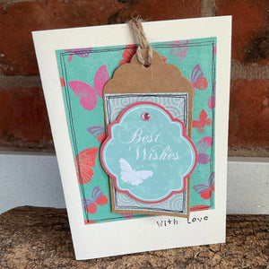 Greetings Card - Best Wishes - Collage Card with removable swing tag - Quirky Threads Art