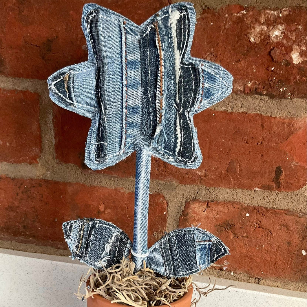 Felt Flower - Denim - Quirky Threads Art