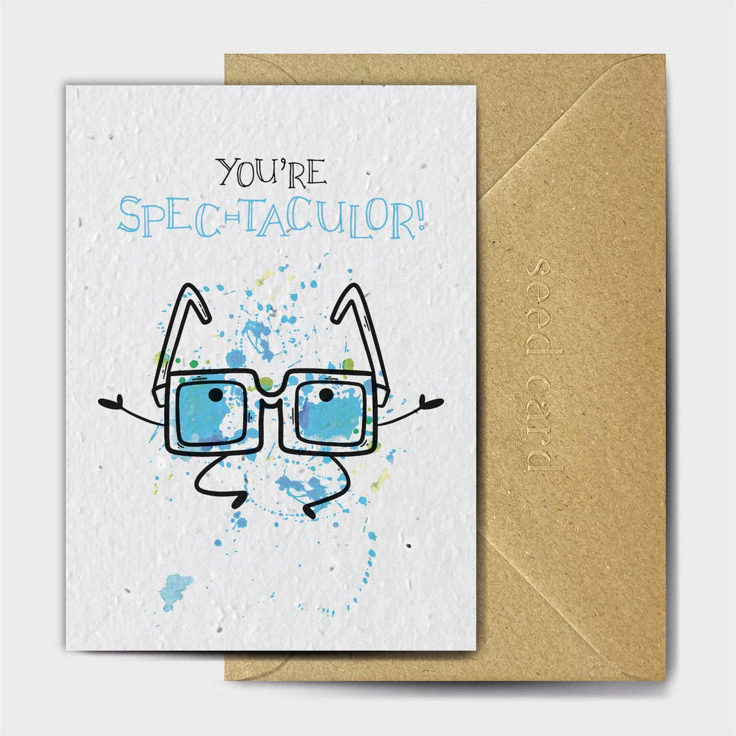 Wildflower Seed Paper Plantable Greetings Card - You're Spec-tacular - Puns - The Seed Card Company