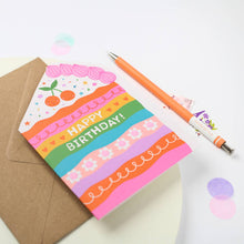 Load image into Gallery viewer, Greetings Card - Rainbow Sprinkle Cake - Die Cut Luxury Birthday Card For Kids - Mifkins
