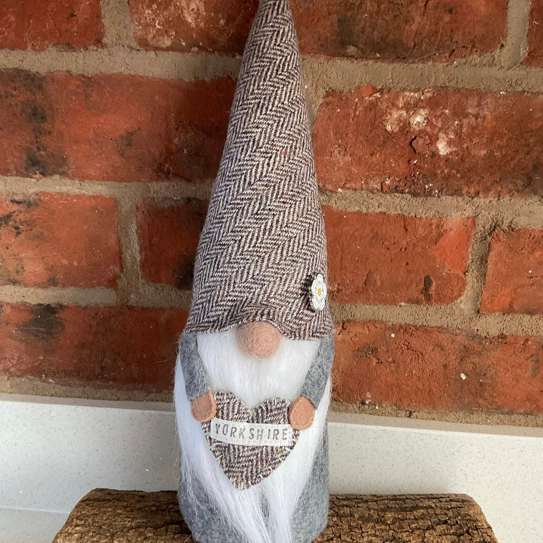 Gnome - Felt and Fabric - Yorkshire Gnome - Tweed - Quirky Threads Art