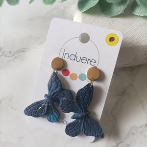 Polymer Clay Earrings - Blue Butterfly Earrings - Induere