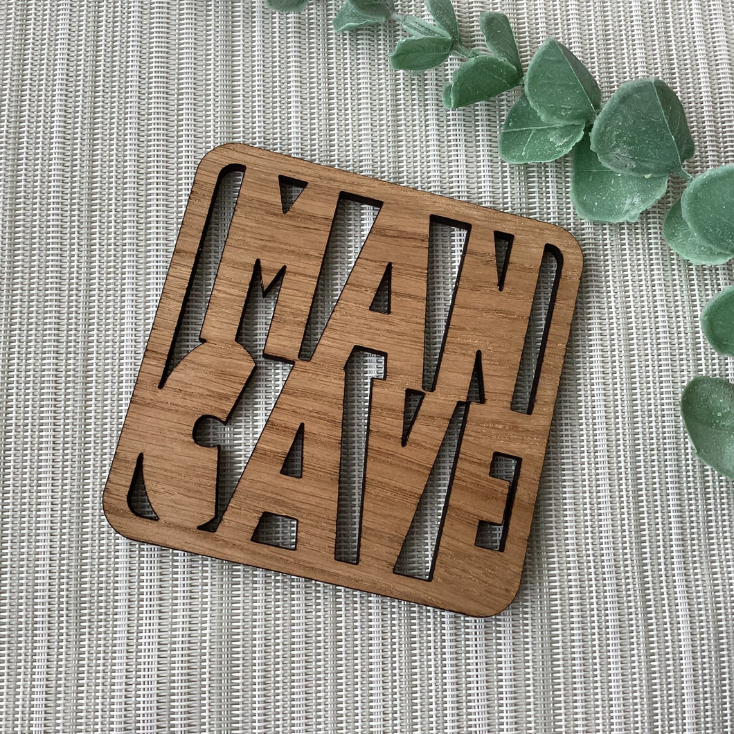 Wooden Laser Cut Coaster - Man Cave - Father's Day - Fred & Bo