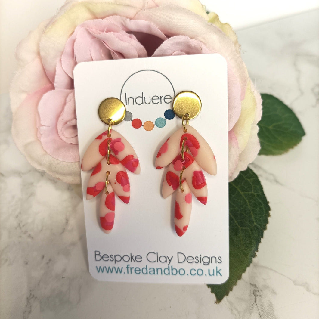 Polymer Clay Earrings - Pink Leopard Print Drop Earrings - Induere