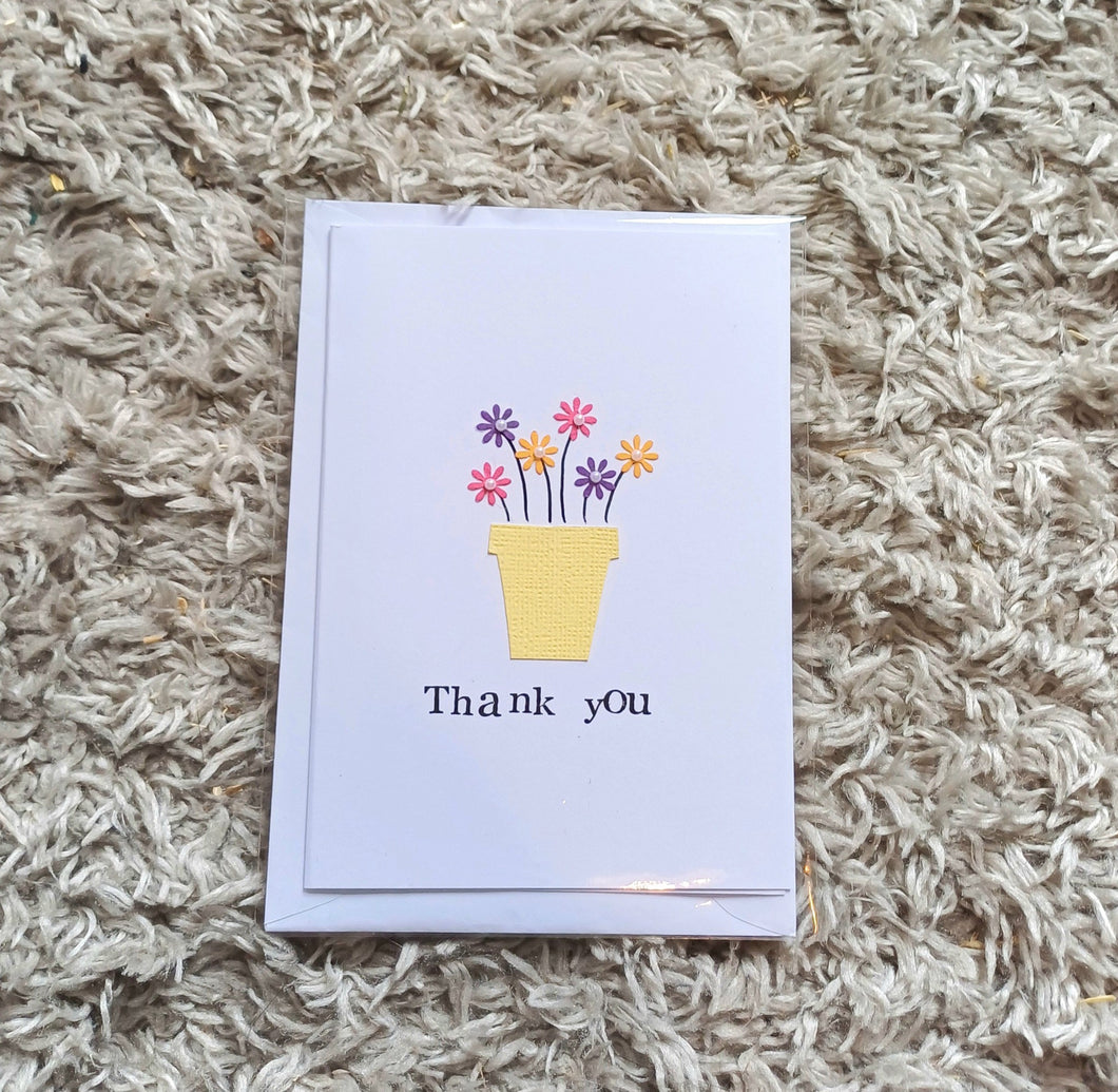 Greetings Card - Thank You - Flowerpot Card - Flowers by Laurzy