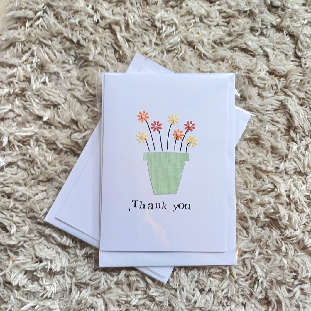 Greetings Card - Thank You - Flowerpot Card - Flowers by Laurzy