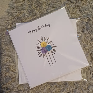 Greetings Card - Happy Birthday - Hand Rolled Paper Rose Bouquet - Pastel Mix - Flowers by Laurzy