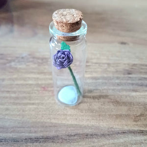 Mini Hand Rolled Paper Rose in Glass Bottle - Lots of colours - Flowers by Laurzy