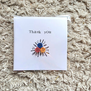 Greetings Card - Thank You - Triple Rolled Rose Bouquet Card - Flowers by Laurzy