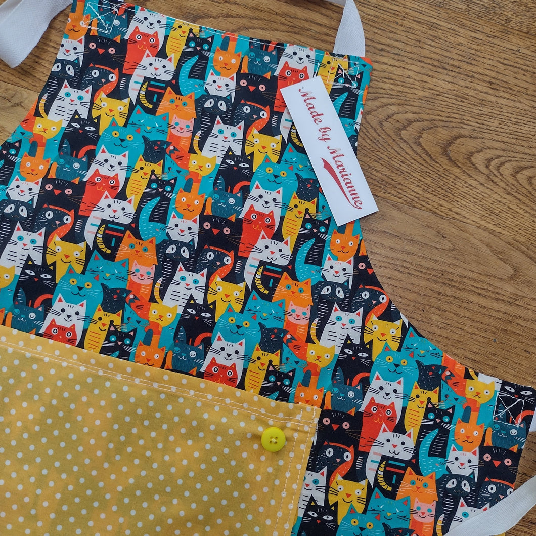 Childrens Apron - Kids Pinny - Cats - Made by Marianne Gifts