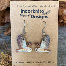 Load image into Gallery viewer, Barn Owl Hook Earrings - Natural Cork Jewellery - Incorknito Designs
