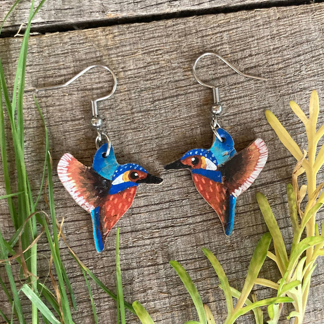 Kingfisher Hook Earrings - Natural Cork Jewellery - Incorknito Designs