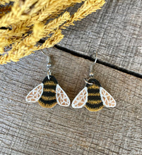 Load image into Gallery viewer, Bee Hook Earrings - Natural Cork Jewellery - Incorknito Designs
