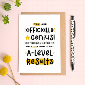 A-Level Genius Exam Results Card - Exam Congratulations - Joanne Hawker