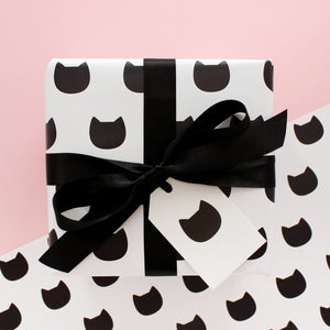 Cats Gift Wrap - Monochrome - Cat lovers - Purple Tree Designs