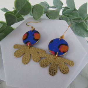 Polymer Clay Earrings - Blue Leopard Print Drop Earrings - Induere