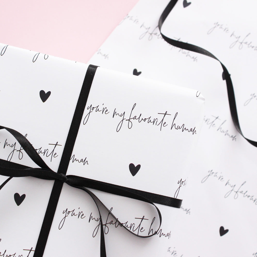 Gift Wrap - You're My Favourite Human - Monochrome - Purple Tree Designs