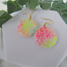 Load image into Gallery viewer, Polymer Clay Earrings - Neon Leopard Print Drop Earrings - Induere
