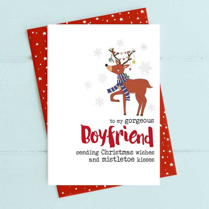 To My Lovely Boyfriend, Christmas Wishes - Family Christmas Greetings Card - Dandelion Stationery
