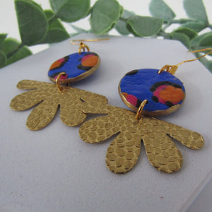 Polymer Clay Earrings - Blue Leopard Print Drop Earrings - Induere