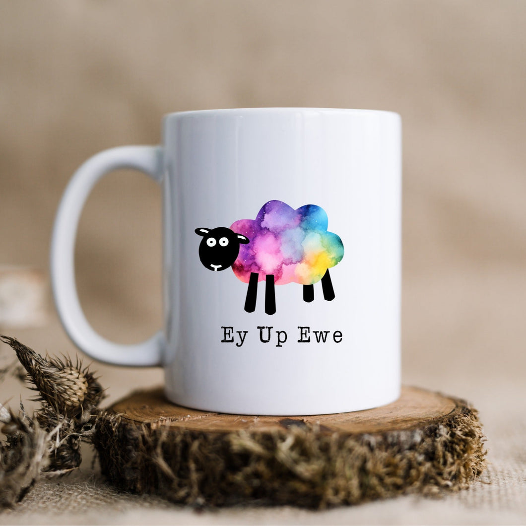 Mug - Yorkshire Sheep Sayings - Ey Up Ewe - Fred & Bo - Yorkshire Slang Puns