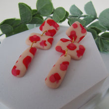 Load image into Gallery viewer, Polymer Clay Earrings - Triple Drop Red Leopard Print Earrings - Induere
