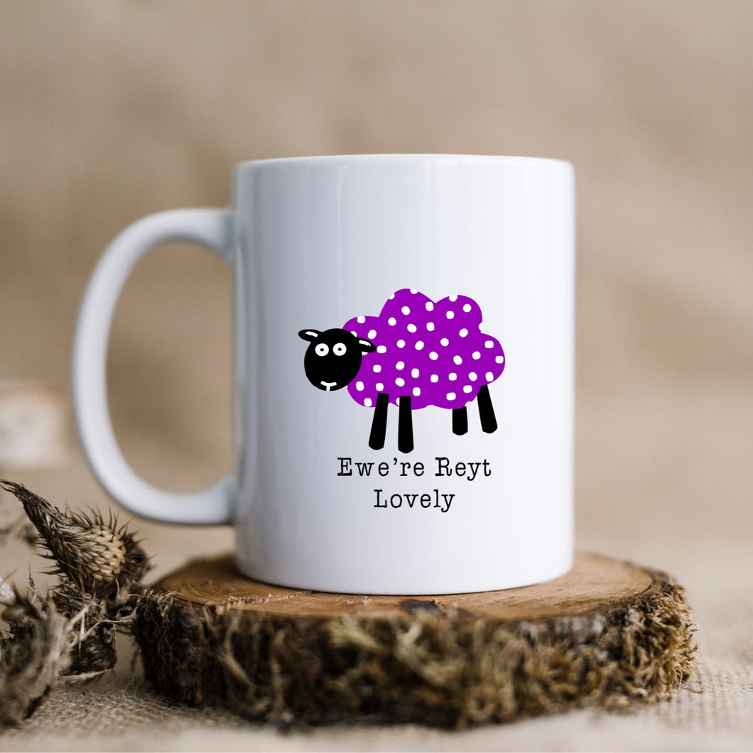 Mug - Yorkshire Sheep Sayings - Ewe're Reyt Lovely - Fred & Bo - Yorkshire Slang Puns
