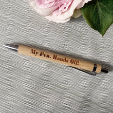 Load image into Gallery viewer, Engraved Bamboo Pen - Lots of sayings - Lists - Notes - Fred &amp; Bo
