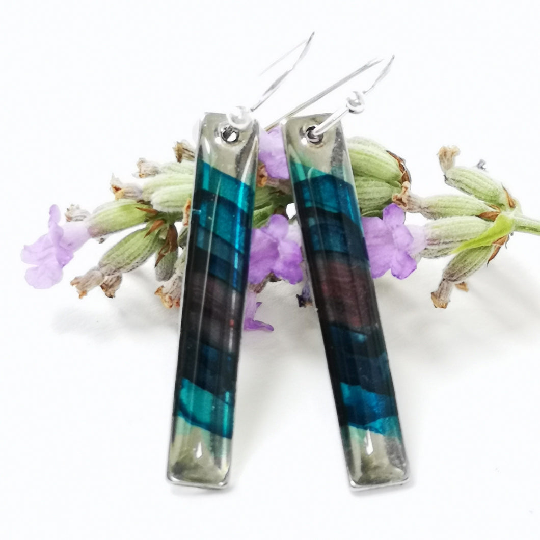 Inky Long Drop Earrings - Depth - Alcohol Ink & Resin Jewellery - Nimanoma