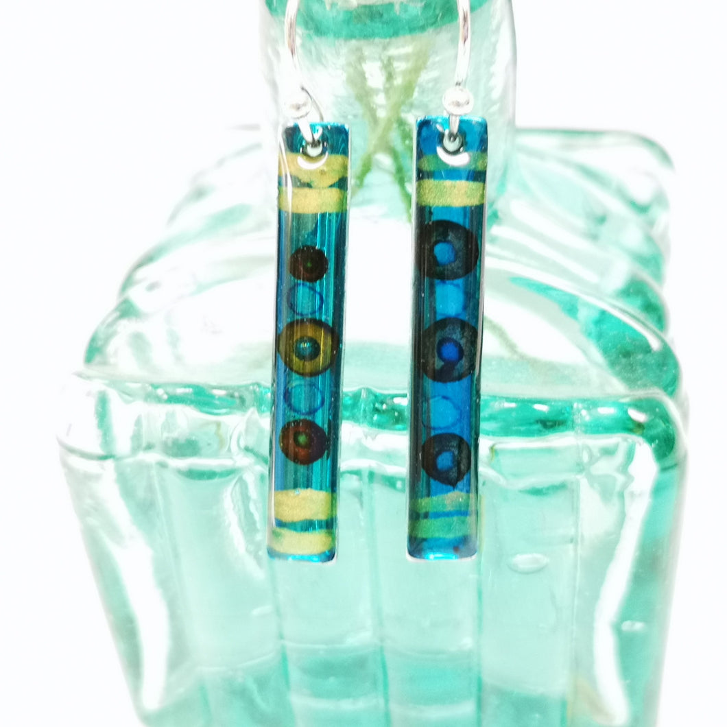 Inky Long Drop Earrings - Poise - Alcohol Ink & Resin Jewellery - Nimanoma