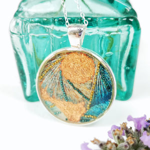 Circular Pendant - Thread - Resin Beaded Jewellery - Nimanoma