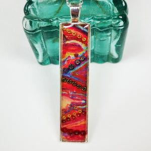 Long Thin Pendant - Glow - Resin Beaded Jewellery - Nimanoma