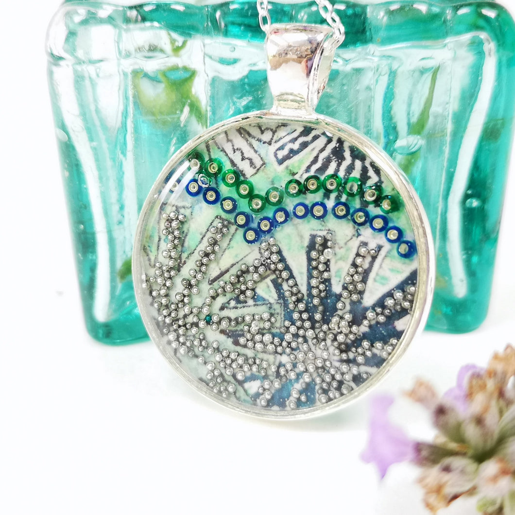 Circular Pendant - Dazzle - Resin Beaded Jewellery - Nimanoma