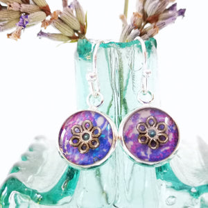 Drop Earrings - Lilac - Resin Beaded Jewellery - Nimanoma