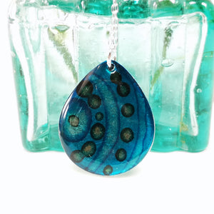 Inky Teardrop Pendant - Pool - Alcohol Ink & Resin Jewellery - Nimanoma