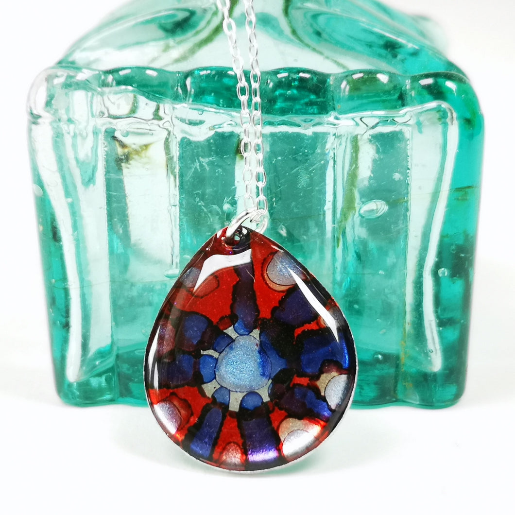 Inky Teardrop Pendant - Boast - Alcohol Ink & Resin Jewellery - Nimanoma