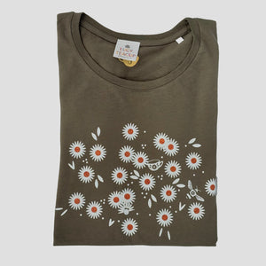 Daisies T-Shirt - Womens Cut - Olive - 44 Ideas